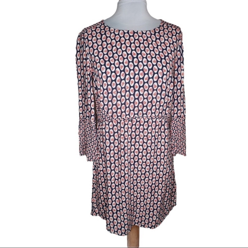 Boden Edna Floral Leaf Printed Bell Sleeve Tunic Top Mini Jersey Dress